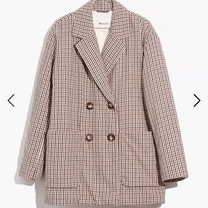 Madewell Padded Jacket in Plaid, size medium, color-antique cream